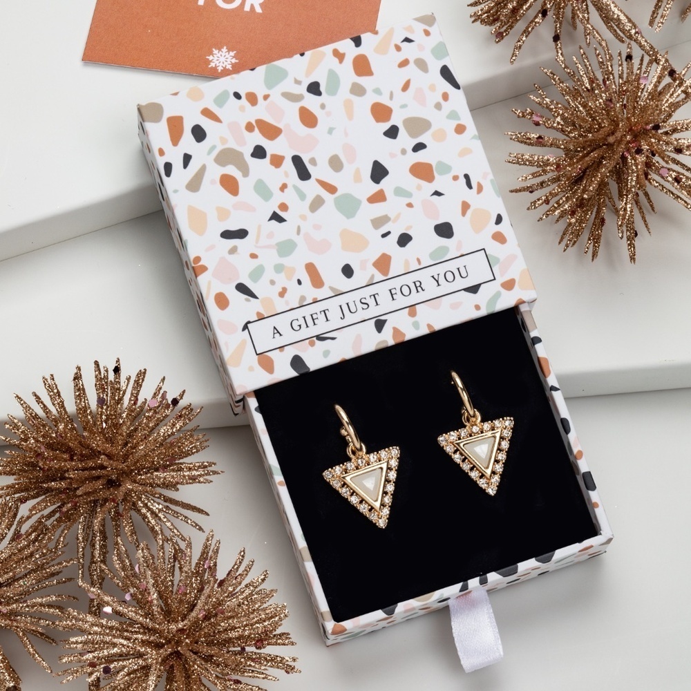 Geometric Crystal Drop Earrings – NWT – Gift Box Included